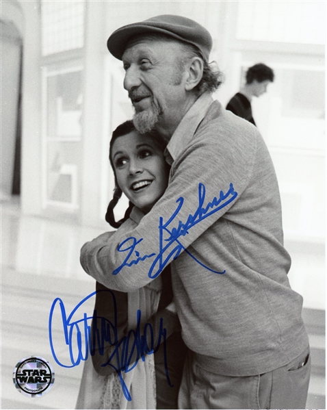 Carrie Fisher & Irvin Kershner signed 8" x 10" B&W Photo 