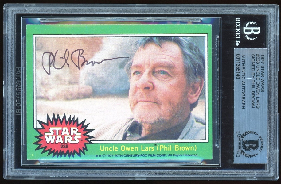 Star Wars: Phil Brown Signed 1977 Star Wars Trading Card #238 (BAS Encapsulated)