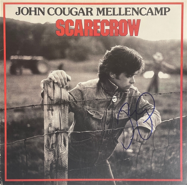 John Cougar Mellencamp Signed "Scarecrow" Album Cover (BAS)