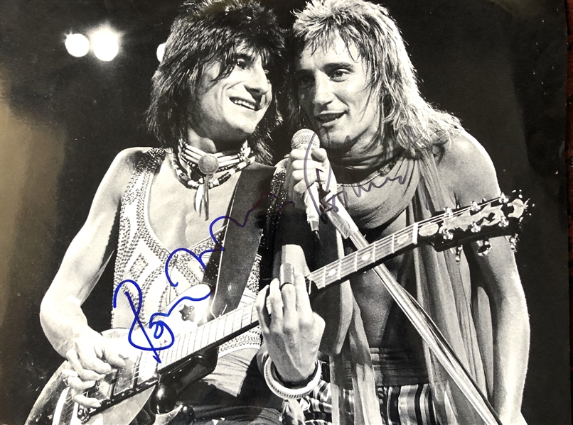 Rod Stewart and Ronnie Wood In-Person Dual Signed 11" x 14" Photograph (Beckett/BAS Guaranteed)