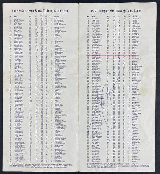 Walter Payton Signed 1987 Chicago Bears Training Camp Roster Pamphlet (PSA/DNA LOA)