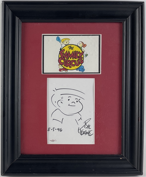 Family Circus: Bil Keane Hand Drawn "Billy" Sketch in Custom Framed Display (JSA)