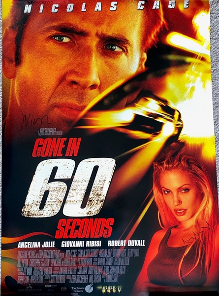 Gone in 60 Seconds Poster Studio Signed by Nicolas Cage & Angelina Jolie (Beckett/BAS Guaranteed)