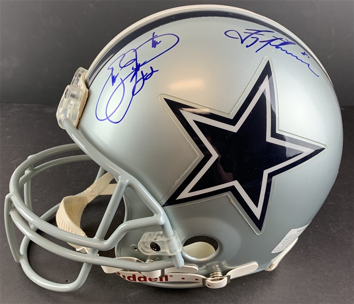 Cowboys Legends: Troy Aikman & Emmitt Smith Signed Dallas Cowboys Proline Game Model Helmet (Beckett/BAS COA)