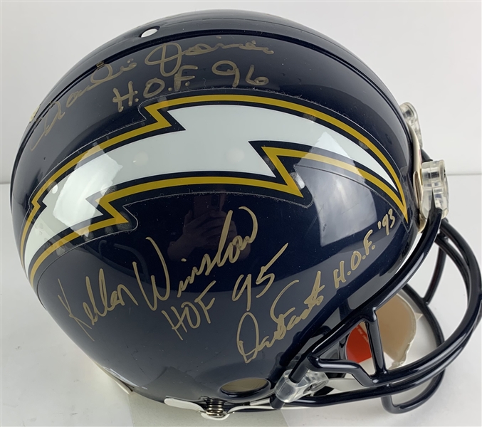 Air Coryell: Fouts, Winslow, Joiner & Jefferson Signed Full Size PROLINE Chargers Helmet (TriStar COA)