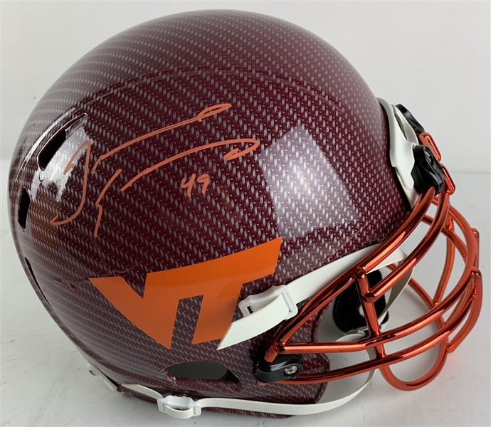 Tremaine Edmunds Signed Virginia Tech Game Model Helmet (Beckett/BAS COA)