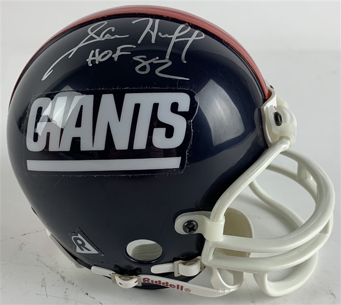 Sam Huff Signed NY Giants Mini Helmet (Beckett/BAS COA)