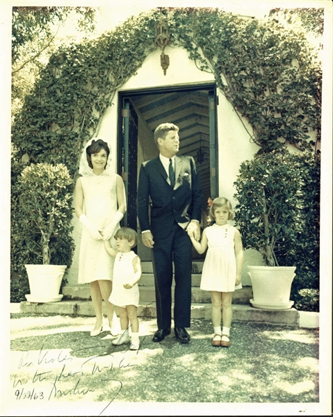 President John F. Kennedy Superb Signed 8" x 10" Color Family Portrait - Signed 2 Months Before Assassination! (Beckett/BAS)