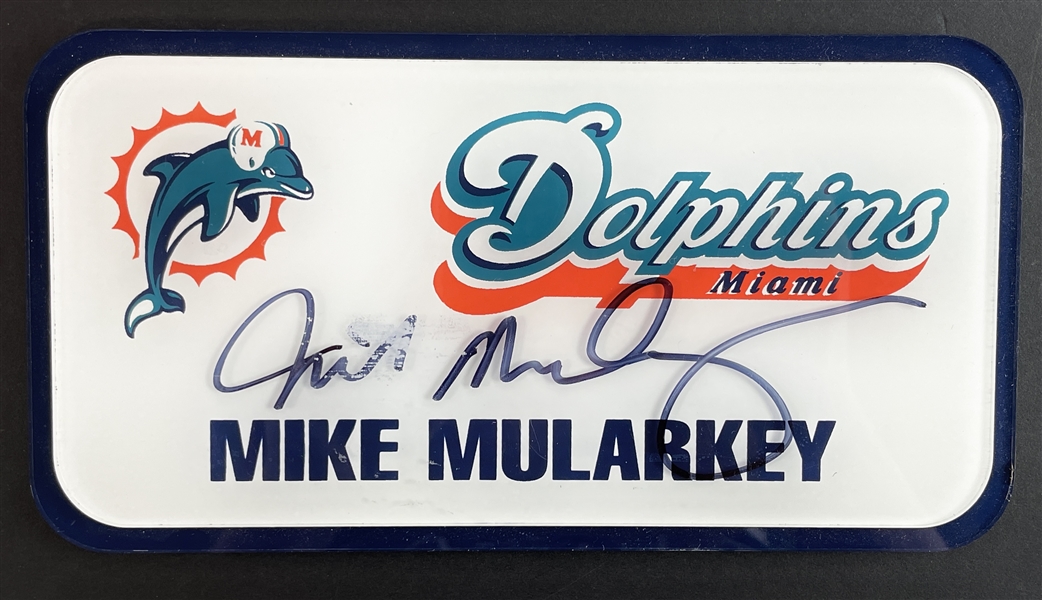 NFL : Autographed Mike Mularkey Miami Dolphins Locker Nameplate (Coach Mike Mularkey Collection)