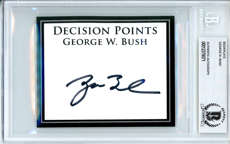 George W. Bush Signed Bookplate (BAS Encapsulated)