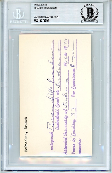 Branch McCracken Autographed Index Card (BAS Encapsulated)