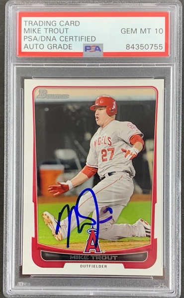 Mike Trout Signed 2012 Topps Rookie Card - PSA GEM MINT 10!