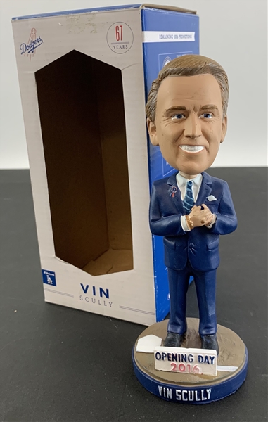 Vin Scully Signed Final Season 2016 Opening Day Dodgers Bobble Head (Beckett/BAS Guaranteed)