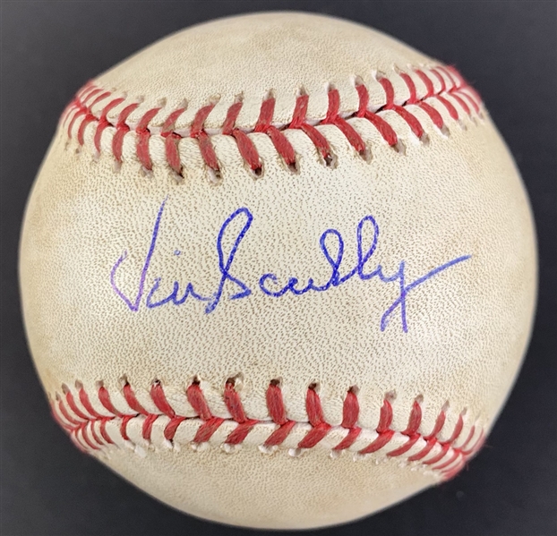 Vin Scully Signed & Game Used 2014 OML Game Used Baseball (PSA/DNA & MLB)