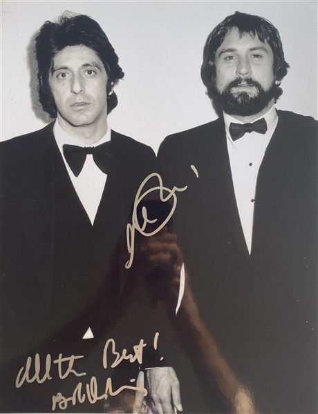 Robert De Niro & Al Pacino RARE In-Person Dual Signed 11" x 14" B&W Photograph (JSA)