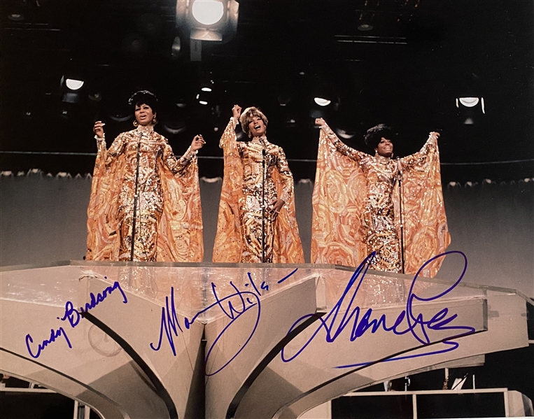 The Supremes RARE Group Signed 11" x 14" Photograph with Diana Ross, Mary Wilson & Cindy Birdsong (3 Sigs) (JSA)
