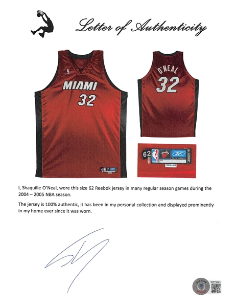Shaquille O'Neal Game Worn & Signed Miami Heat Alternate Game Jersey - Sourced Direct from Shaq! (Shaq LOA, Beckett/BAS & Sports Investors LOA)