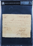 President George Washington Signed 1787 Potomac Company Pay Order (Beckett/BAS Encapsulated)