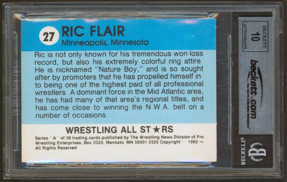 Ric Flair Signed 1982 Wrestling All-Stars Series A #27 Rookie Card with Beckett GEM MINT 10 Autograph