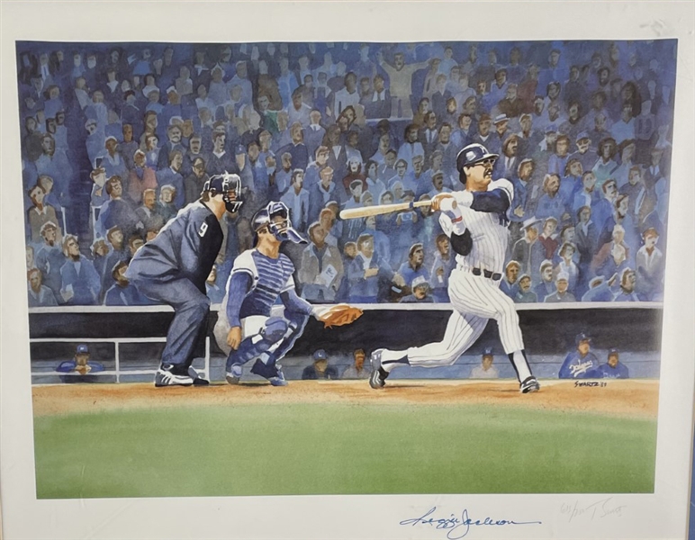 Reggie Jackson Signed and Numbered Tim Swartz 18x24 Lithograph (Beckett/BAS Guaranteed)