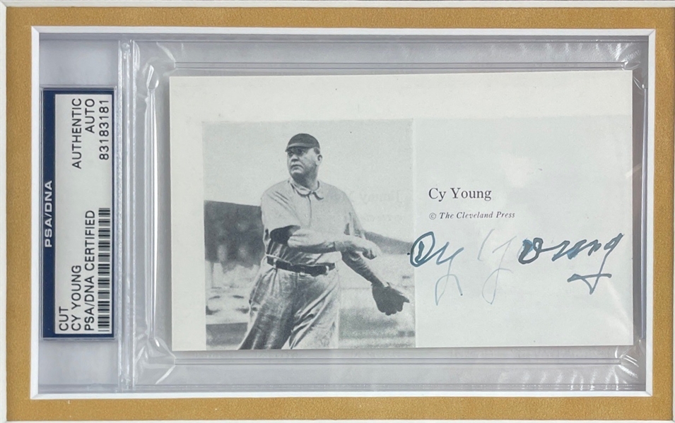 Cy Young Signed Cut, Encapsulated and Beautifully Framed (PSA/DNA)
