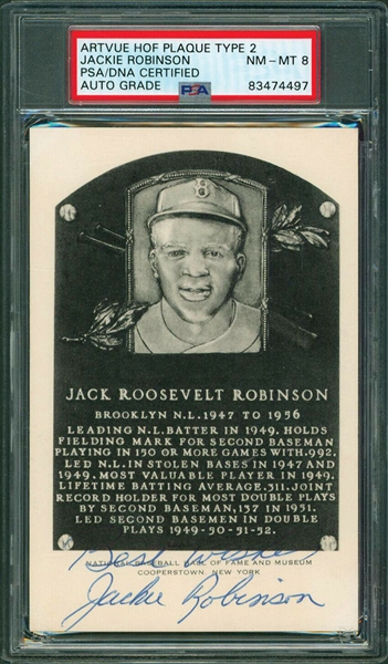 Jackie Robinson Signed Vintage Artvue HOF Plaque Postcard (PSA/DNA Encapsulated)