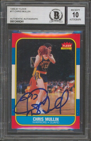 Chris Mullin Signed 1986 Topps Rookie Card - Beckett/BAS Graded GEM MINT 10 Autograph!