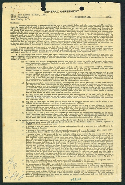 Lot Detail - Elvis Presley Signed 1955 Publishing Contract - The ...