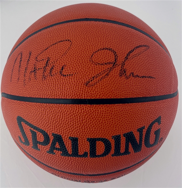 Magic Johnson Signed Spalding NBA Leather Game Used Basketball (BAS/ Beckett Guaranteed) (UDA Sticker)