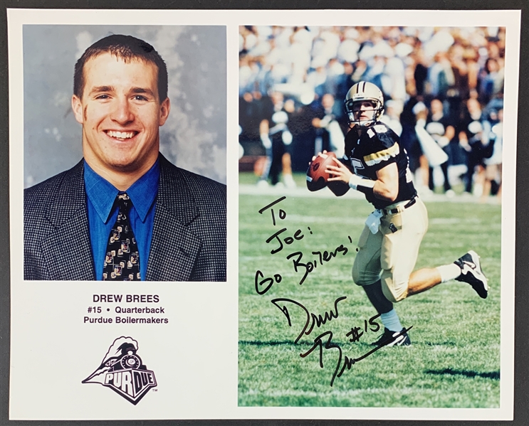 Drew Brees Signed Purdue Boiler Makers 8" x 10" Color Photo with RARE Pre-Rookie Autograph (Beckett/BAS Guaranteed)