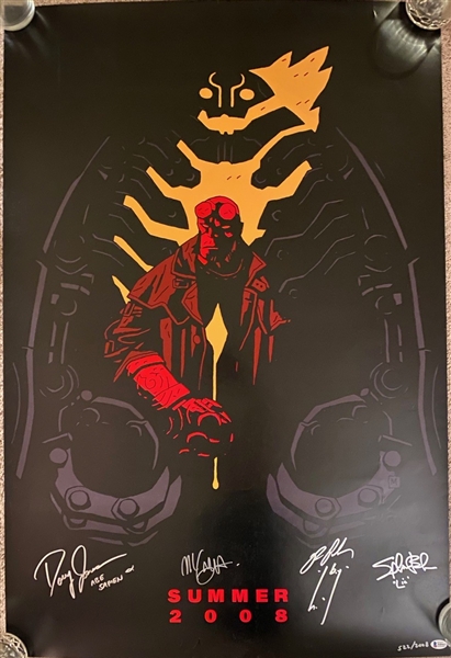 Hellboy II 2007 exclusive SDCC limited edition cast signed Poster 27x40 (Beckett/BAS Guaranteed)