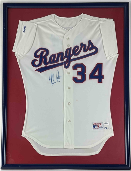 Nolan Ryan Signed Rangers Jersey in Custom Framed Display (PSA/DNA)