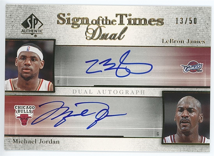 Michael Jordan & LeBron James Dual-Signed 2005-06 “Sign of the Times” Card (#13/50) (Upper Deck)
