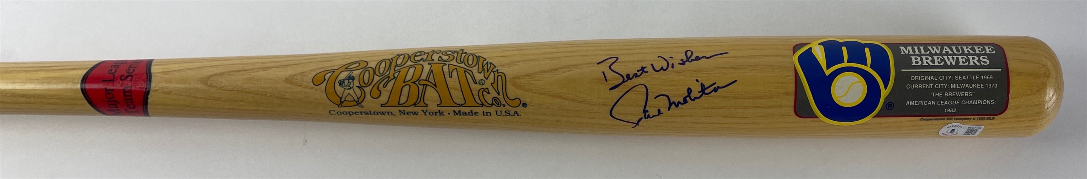 Paul Molitor Signed & Inscribed Cooperstown Brewers Bat (BAS COA)