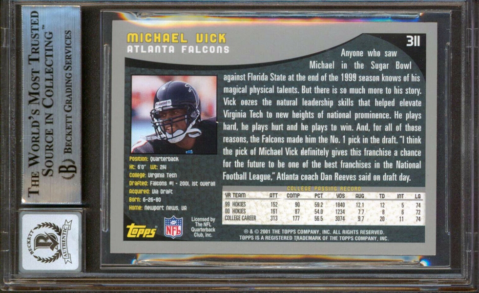 Lot Detail - Michael Vick Signed 2001 Topps #311 Rookie Card With Gem 