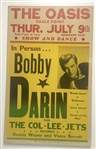 Bobby Darin The Oasis Eagle Point Concert 14” x 22” Cardboard Poster 