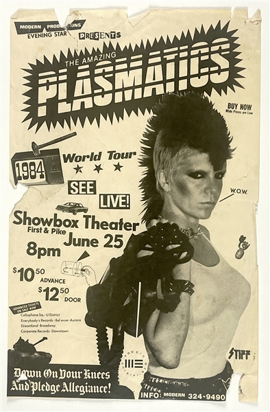 The Amazing Plasmatics 1984 World Tour Showbox Theater 11” x 17” Poster 