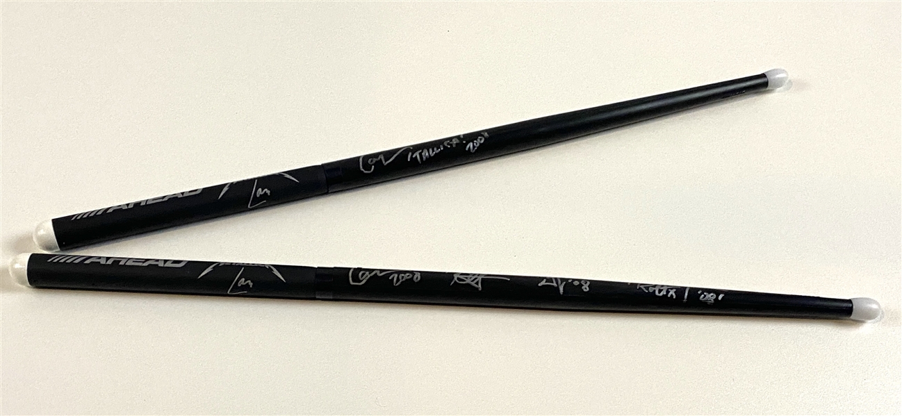 Metallica Group Signed Official Lars Ulrich Style Pair of Drumsticks (4 Sigs, x2 Lars) (Roger Epperson/REAL LOA) 