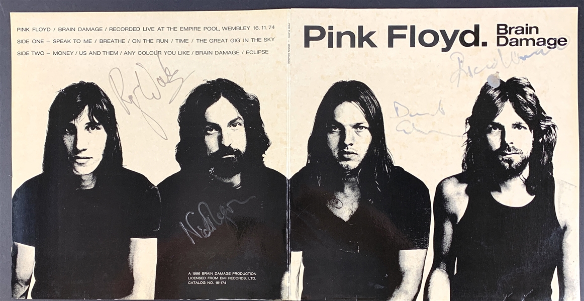 Pink Floyd RARE Group Signed "Brain Damage" 1986 Live Album Cover with All Four Members! (JSA LOA)