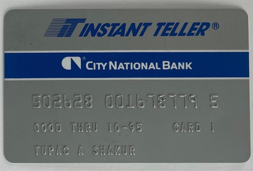 RARE Tupac Shakurs Personal City National Bank Card