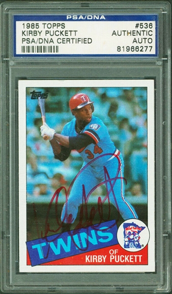 Kirby Puckett Signed 1985 Topps Rookie Card with Rookie Era Autograph (PSA/DNA Encapsulated)