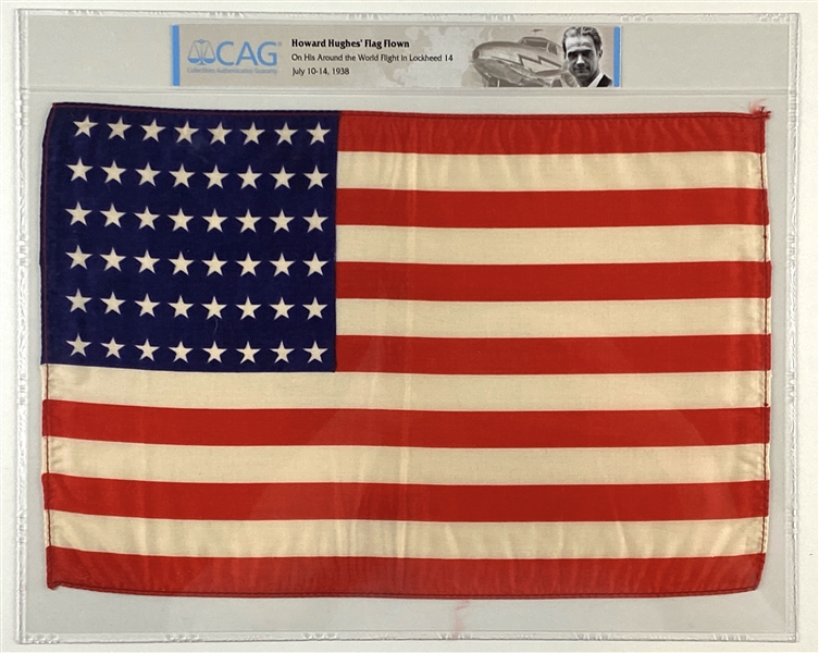 Howard Hughes Flown American Flag From 1938 Round The World Flight (CAG Encapsulated) 