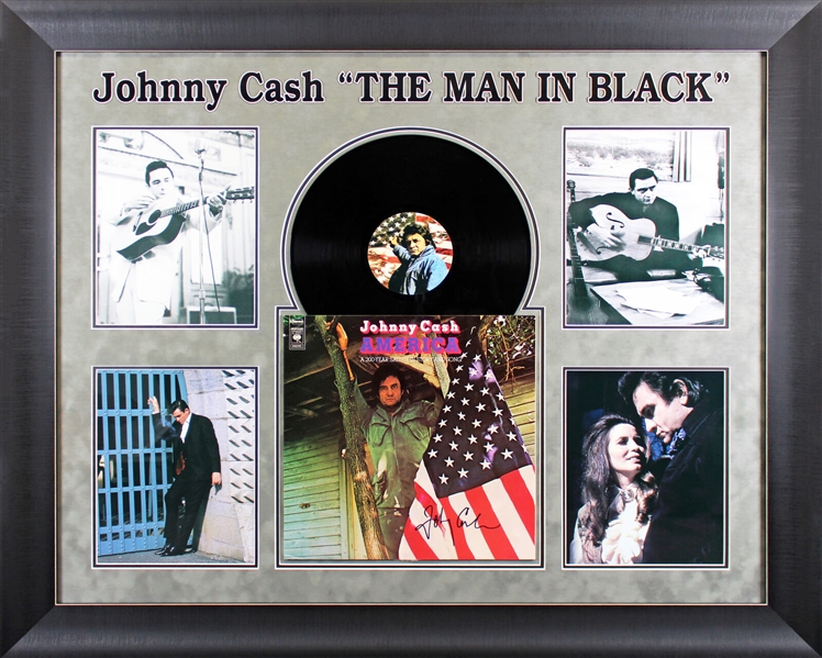 Johnny Cash Signed & Framed "America" Album Cover in Custom Framing (JSA LOA)