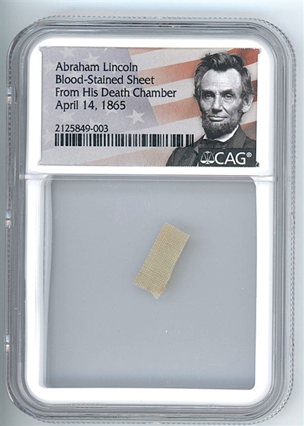 Abraham Lincoln Blood-Stained Death Chamber Sheet Swatch (CAG Encapsulated) 