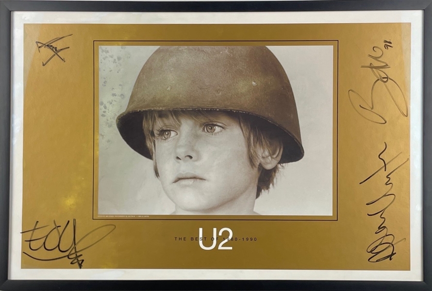 U2 Group Signed "The Best of" Poster with Incredibly Large & Bold Autographs! (Beckett/BAS LOA)