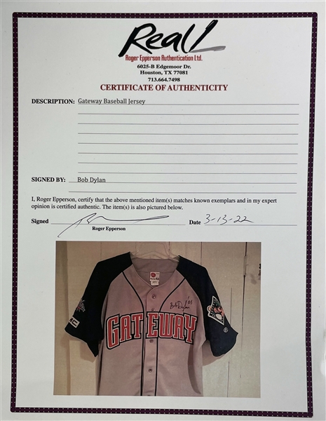 Bob Dylan Signed Gateway Baseball Jersey (Epperson/REAL LOA)