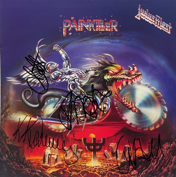 Judas Priest: Group Signed "Pain Killer" Album Cover (Beckett/BAS Guaranteed)