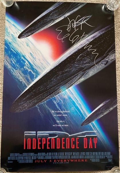 Independence Day (ID4) original poster with gigantic signature by Jeff Goldbloom (Beckett/BAS Guaranteed)