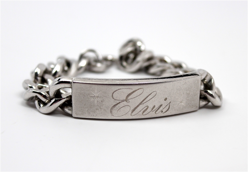 Elvis Presley’s Personally-Owned & Extensively-Worn 1950s Silver ID Bracelet From Graceland Originating From His Bedroom Dresser Jewelry Box (Patsy Presley & Tom Salva LOA)