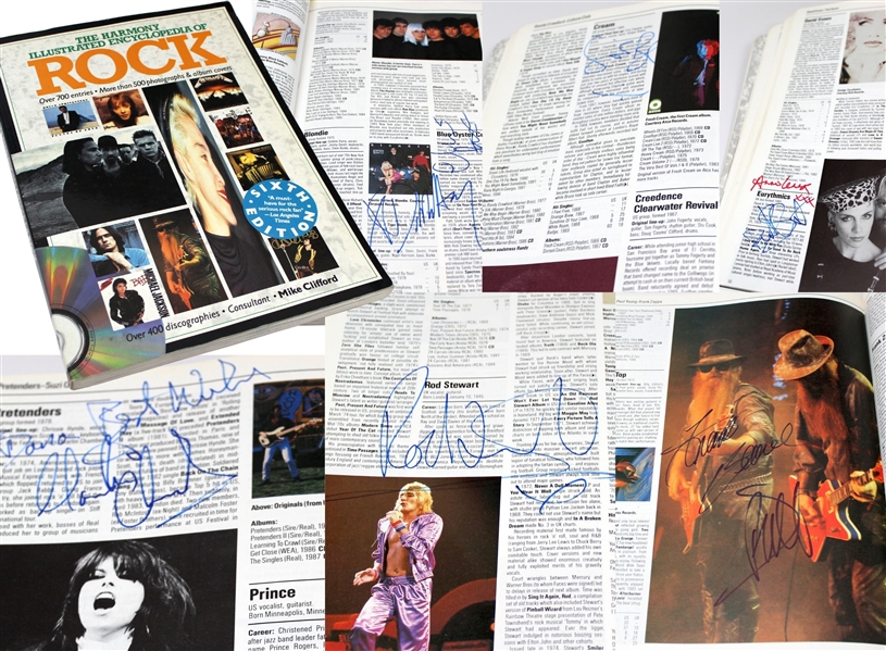 “The Harmony Illustrated Encyclopedia of Rock” 1988 Extensively Signed Book (27+ Sigs) (Beckett/BAS Guaranteed) 